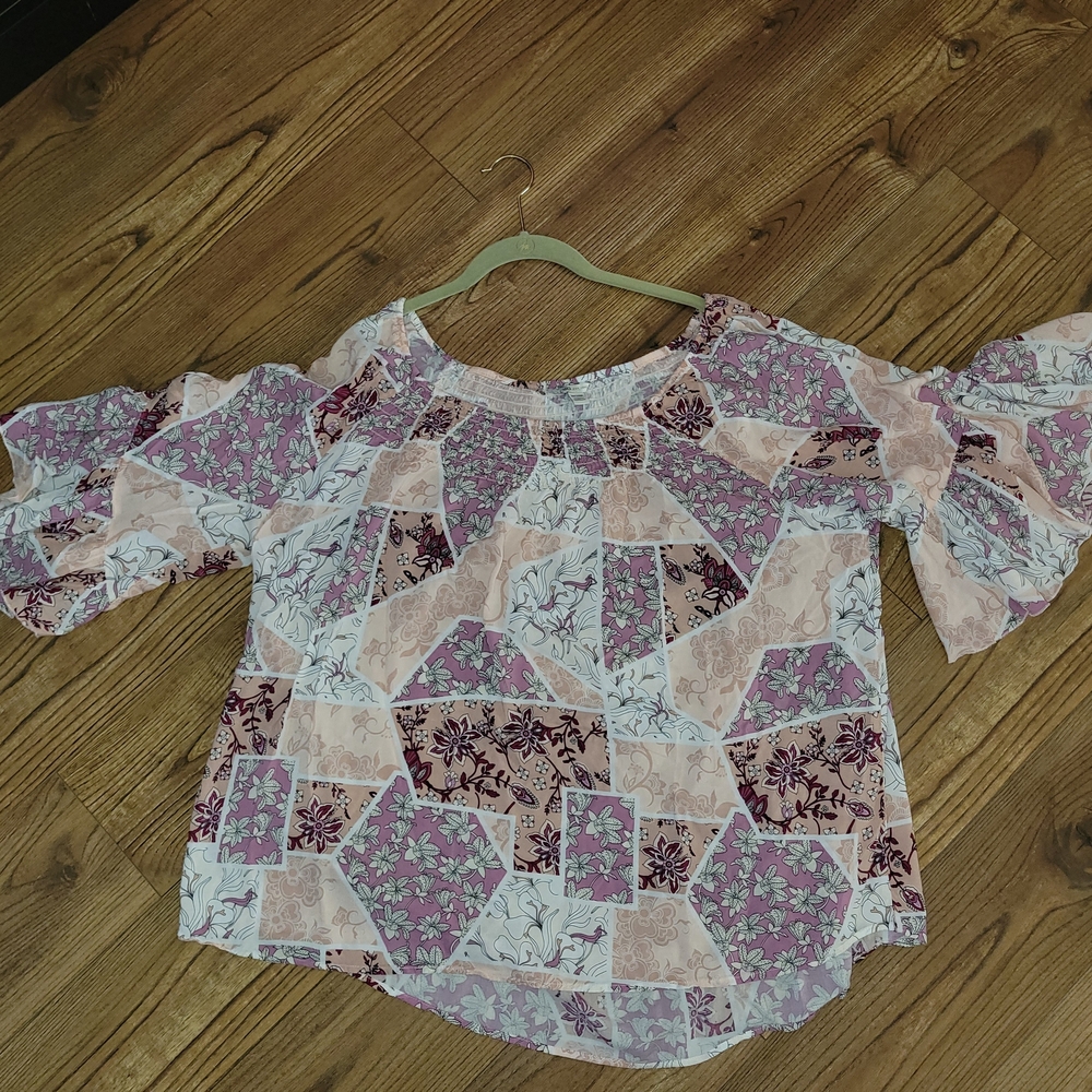 Floral Patchwork Off-Shoulder Top